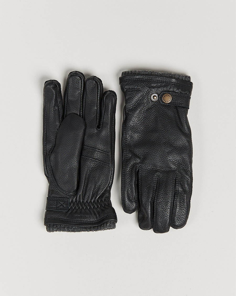 Hestra Utsjö Fleece Lined Buckle Elkskin Glove Black – Black