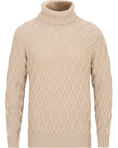  Trellis Turtleneck Wool Sweater Light Sand