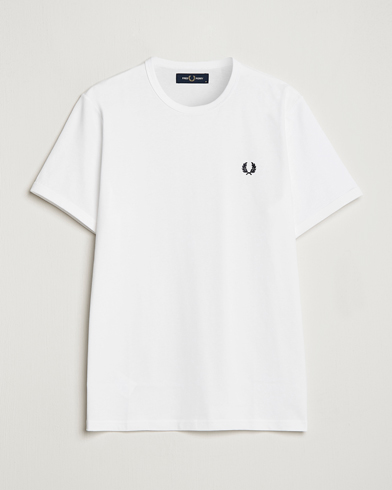 Men | Short Sleeve T-shirts | Fred Perry | Ringer Crew Neck Tee White