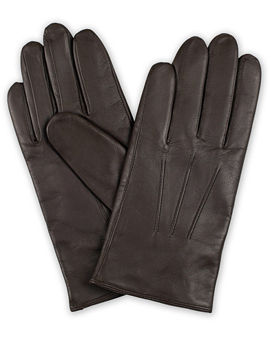 BOSS Hainz Leather Gloves Dark Brown