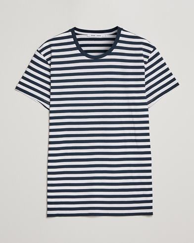 Men | Short Sleeve T-shirts | Samsøe & Samsøe | Patrick Crew Neck Tee Sapphire/White Stripe