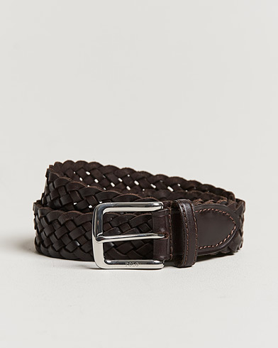 Men | Gifts | Polo Ralph Lauren | Leather Braided Belt Dark Brown