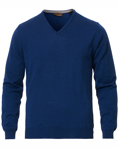  Merino V- Neck Pullover Denim Blue