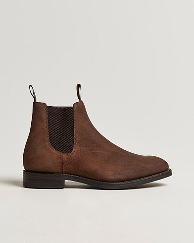 Handmade Shoes |  Chatsworth Chelsea Boot Brown Waxed Suede