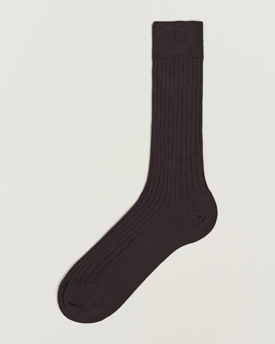 Men |  | Bresciani | Wool/Nylon Ribbed Short Socks Brown