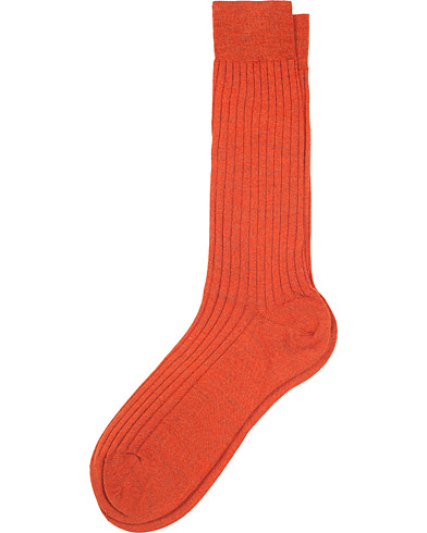  Wool/Nylon Ribbed Short Socks Rust
