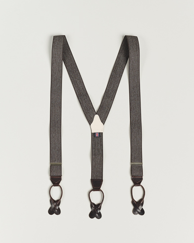 Men | Accessories | Albert Thurston | Elastic Herringbone Braces 35mm Brown 