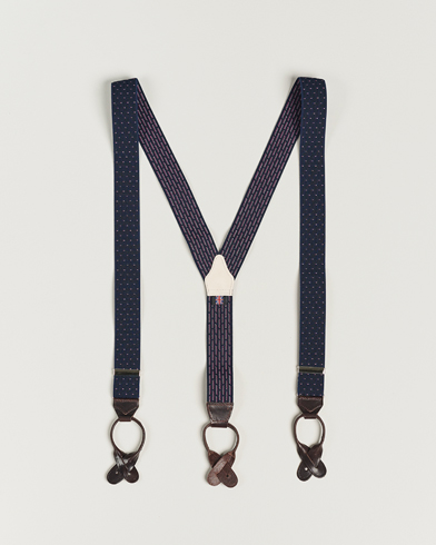 Men | Accessories | Albert Thurston | Elastic Dot Braces 35mm Blue 