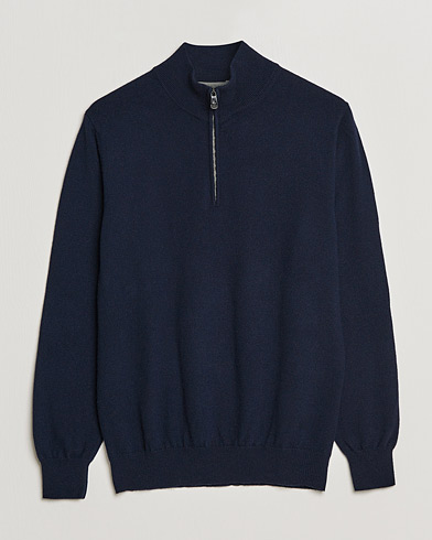 Men |  | Piacenza Cashmere | Cashmere Half Zip Sweater Navy