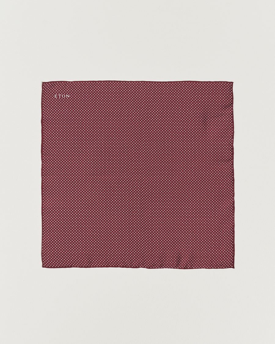 Eton Silk Polka Dot Pocket Square Wine – Red