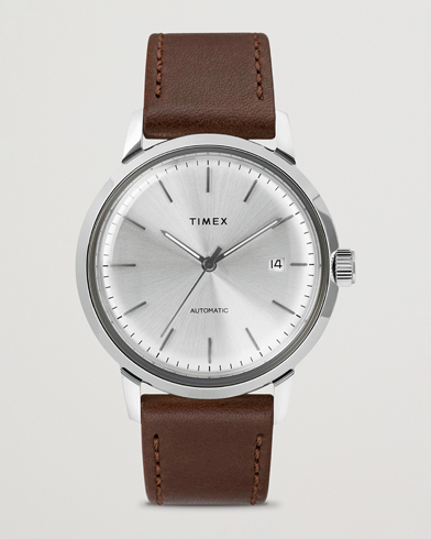 Men | Leather strap | Timex | Marlin Automatic 40mm Silver Dial