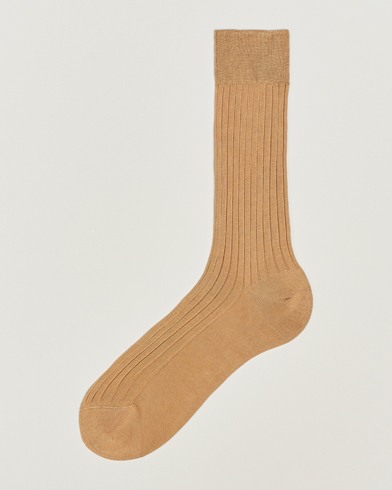 Bresciani Cotton Ribbed Short Socks Light Khaki