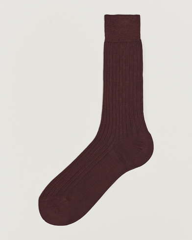 Men |  | Bresciani | Cotton Ribbed Short Socks Burgundy