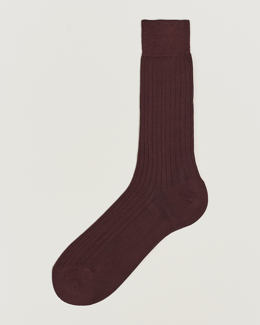 Bresciani Cotton Ribbed Short Socks Burgundy – Red
