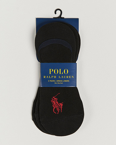 Men | Ankle Socks | Polo Ralph Lauren | 3-Pack No Show Big Pony Socks Black