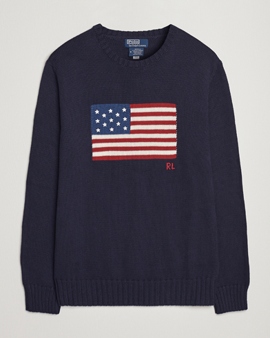 Men | Knitted Jumpers | Polo Ralph Lauren | Knitted Flag Crew Neck Navy