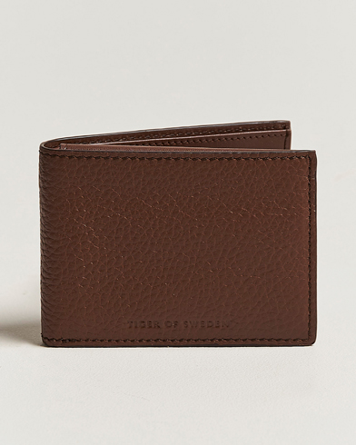 Men | Bi-fold & Zip Wallets | Tiger of Sweden | Wrene Grained Leather Wallet Brown