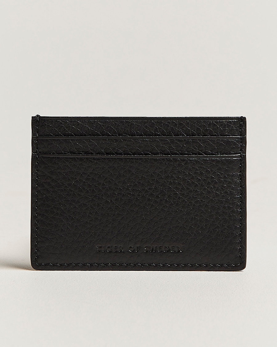 Tiger of Sweden Wake Grained Leather Cardholder Black – Black