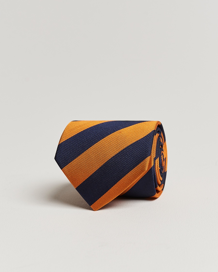 Amanda Christensen Regemental Stripe Classic Tie 8 cm Orange/Navy – Blue