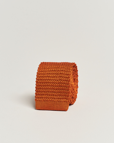 Men | Ties | Amanda Christensen | Knitted Silk Tie 6 cm Orange