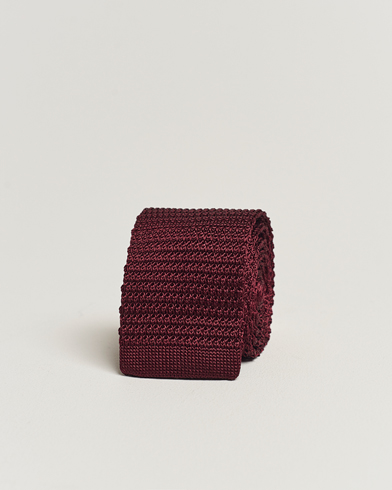 Men |  | Amanda Christensen | Knitted Silk Tie 6 cm Wine Red