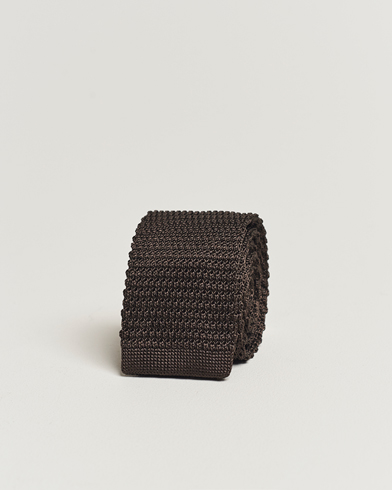 Men | Business Casual | Amanda Christensen | Knitted Silk Tie 6 cm Brown
