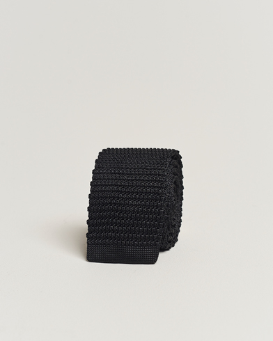 Men | Ties | Amanda Christensen | Knitted Silk Tie 6 cm Black