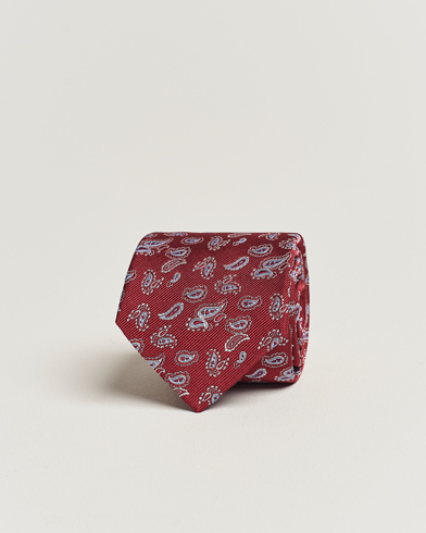 Men | Amanda Christensen | Amanda Christensen | Paisley Woven Silk Tie 8 cm Wine Red