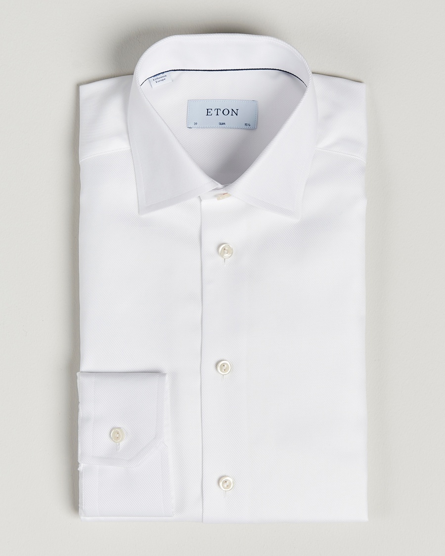 Eton Slim Fit Textured Twill Shirt White – White