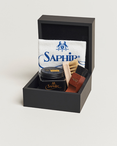 Men | Shoe Care Products | Saphir Medaille d'Or | Gift Box Creme Pommadier Black & Brush