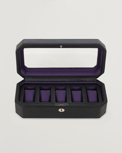 Men | Watch & Jewellery Boxes | WOLF | Windsor 5 Piece Watch Box Black Purple