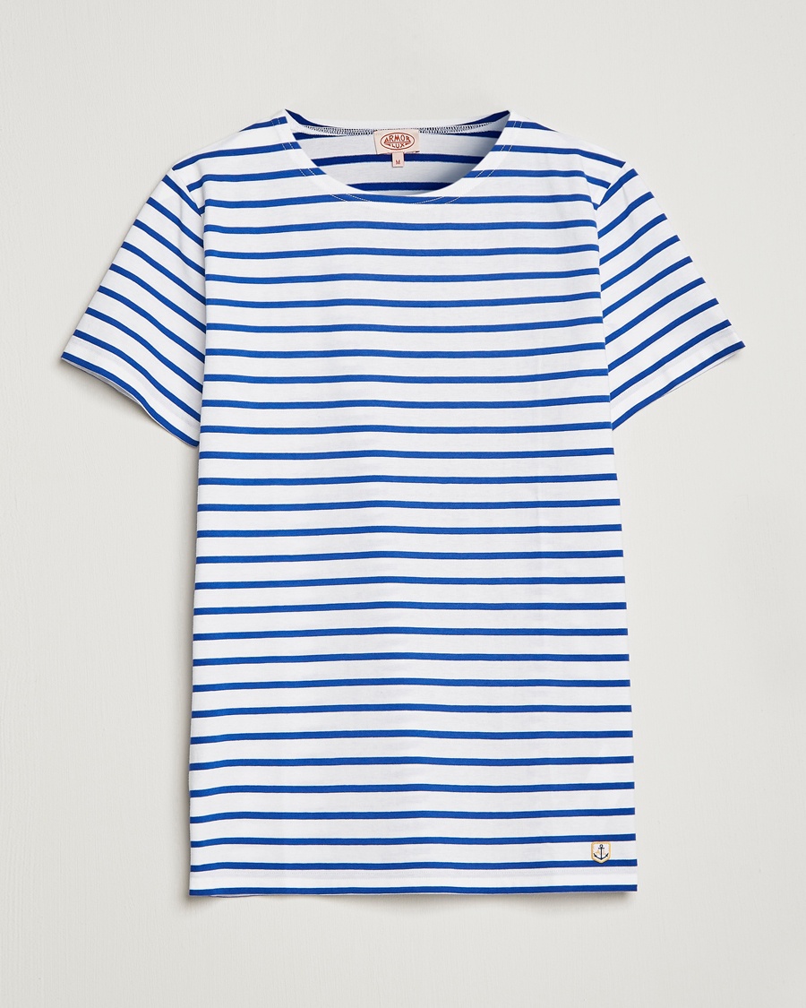 Armor-lux Hoëdic Boatneck Héritage Stripe T-shirt White/Blue – Blue