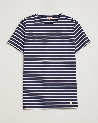 Men | Short Sleeve T-shirts | Armor-lux | Hoëdic Boatneck Héritage Stripe T-shirt Navy/White