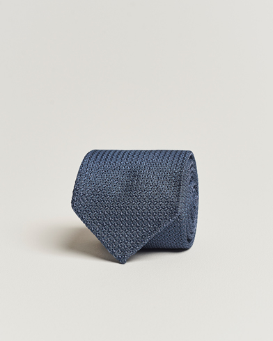 Men |  | Drake's | Silk Grenadine Handrolled 8 cm Tie Petrol Blue