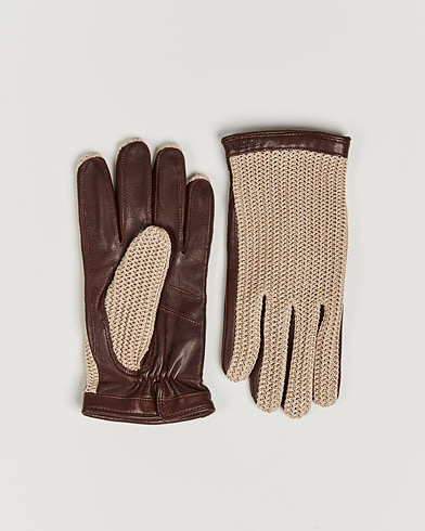 Men | Gloves | Hestra | Adam Crochet Wool Lined Glove Chestnut/Beige