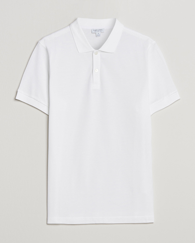 Men |  | Sunspel | Short Sleeve Pique Polo White