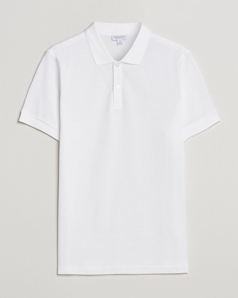 Sunspel Short Sleeve Pique Polo White – White