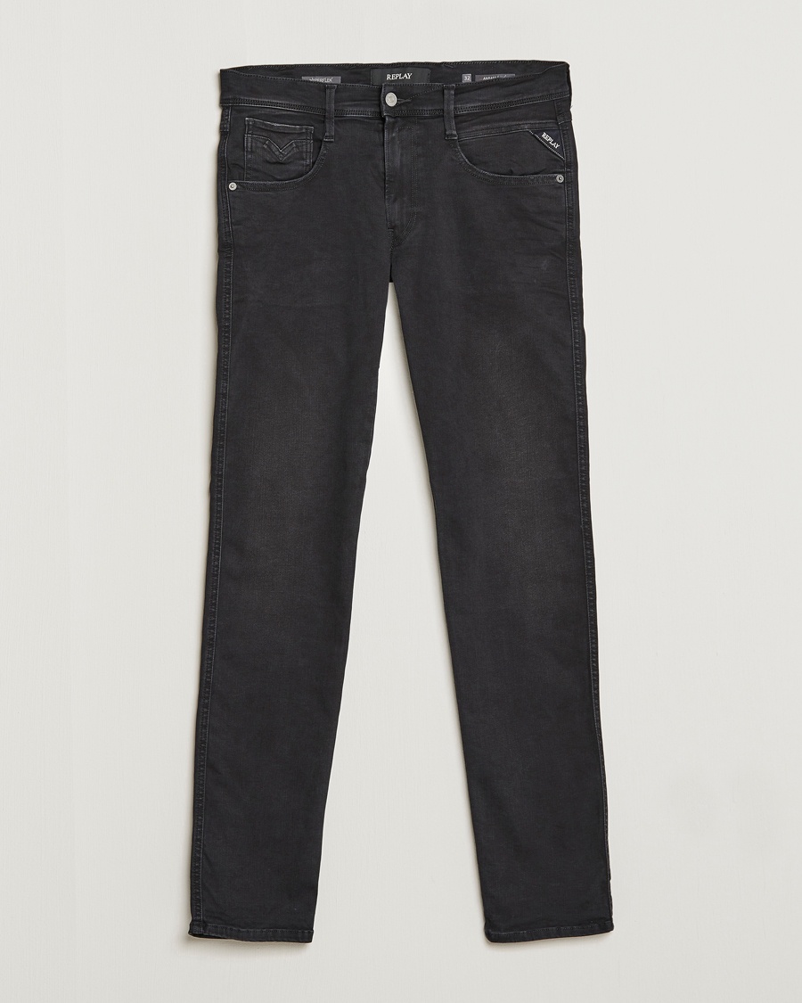 Replay Anbass Hyperflex Re-Used Jeans Washed Black – Black