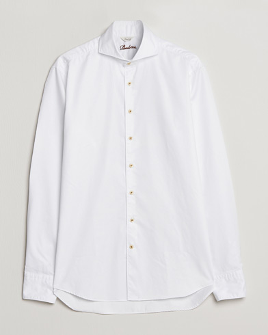 Men |  | Stenströms | Fitted Body Washed Cotton Plain Shirt White