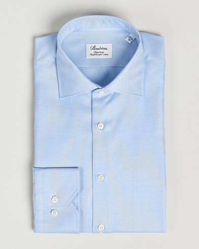 Men | Business Shirts | Stenströms | Fitted Body Houndstooth Shirt Blue