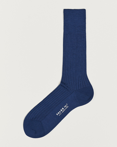Men | Socks | Falke | No. 7 Finest Merino Ribbed Socks Royal Blue
