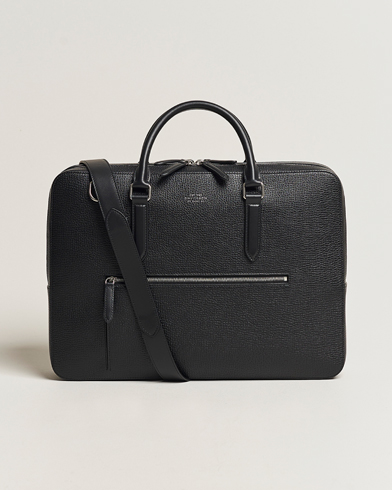 Men |  | Smythson | Ludlow Large Briefcase with Zip Front Black