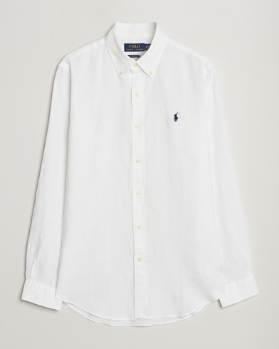 Men | Linen Shirts | Polo Ralph Lauren | Custom Fit Linen Button Down White