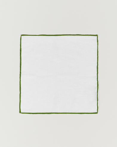 Men | Pocket Squares | Amanda Christensen | Linen Paspoal Pocket Square White/Green