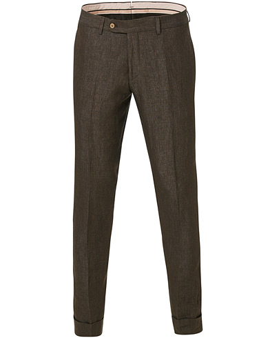 Fred Linen Turn Up Trousers Brown