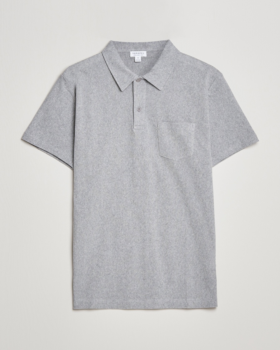 Sunspel Riviera Polo Shirt Grey Melange – Grey