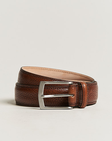 Men | Leather Belts | Loake 1880 | Henry Grained Leather Belt 3,3 cm Dark Brown