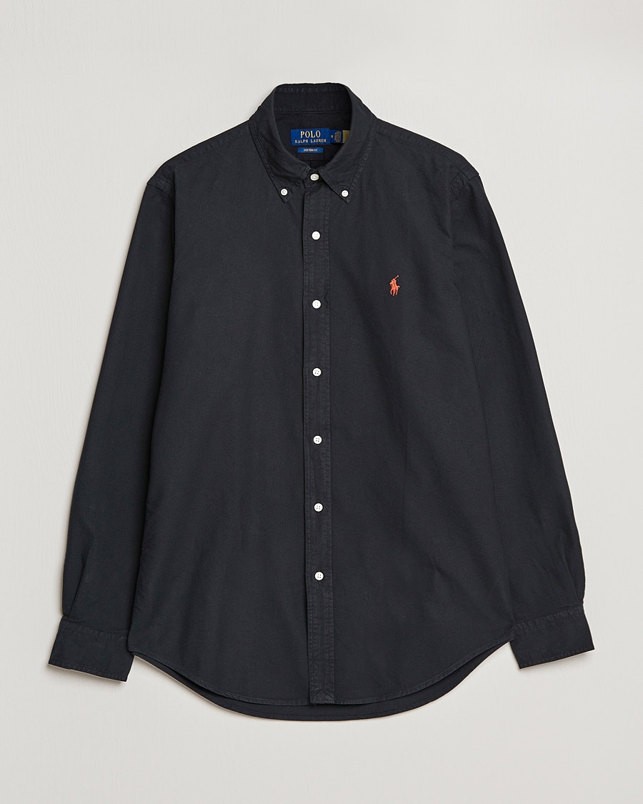 Polo Ralph Lauren Custom Fit Garment Dyed Oxford Shirt Black – Black