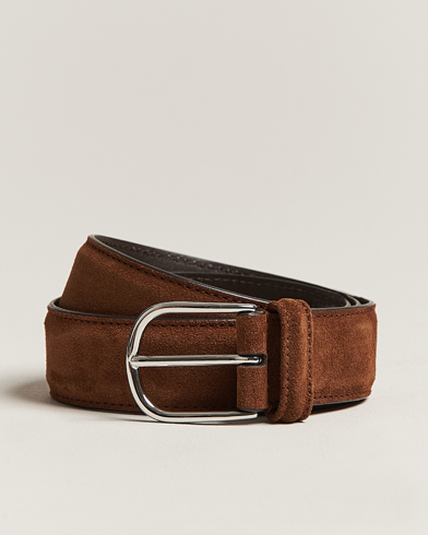 Men | Belts | Anderson's | Suede 3,5 cm Belt Brown