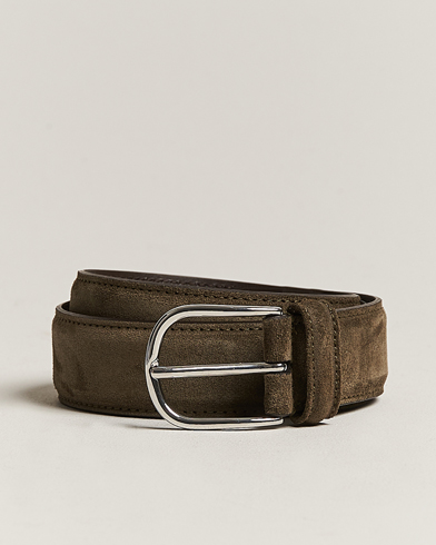 Men | Leather Belts | Anderson's | Suede 3,5 cm Belt Green